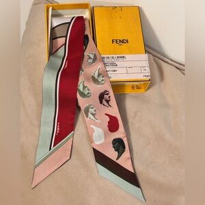 FENDI Multicolor 100% Silk Scarf Headband Bandeaux NWT